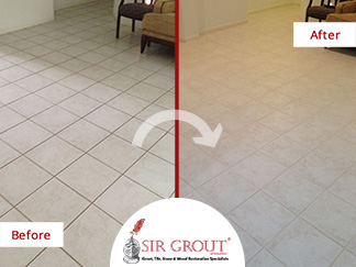 Before and After Picture of a Grout Cleaning Service in Houston, TX