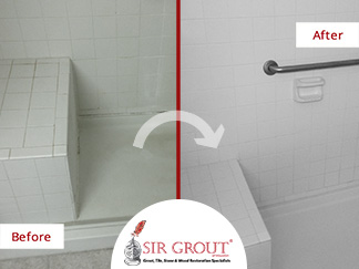 Before and After Picture of a Tile and Grout Cleaners in Houston, TX