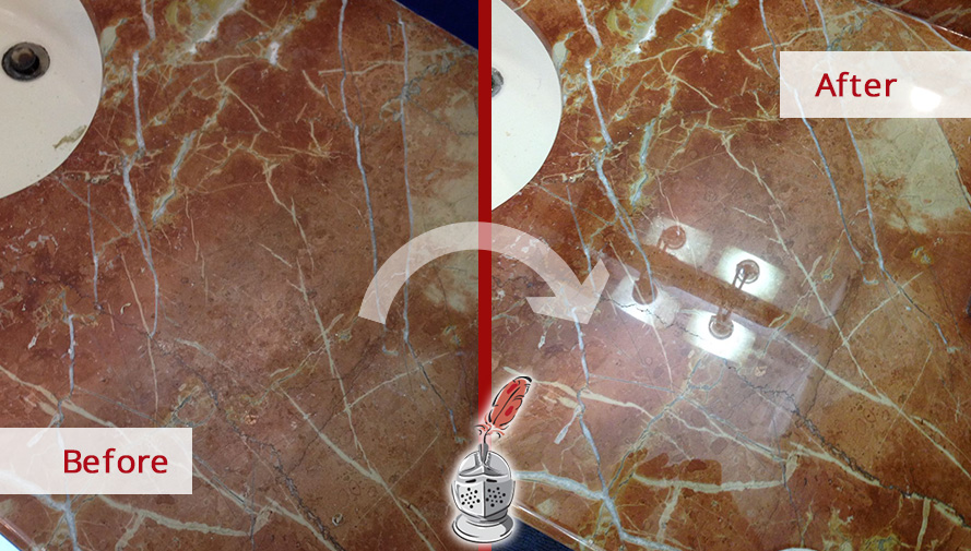 Before and After Picture of a Countertop Stone Honing Service in Houston, TX