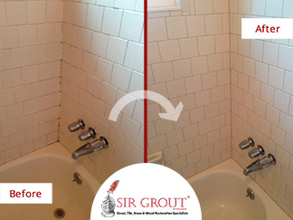 Before and After Picture of a Shower Caulking Service in Houston, Texas