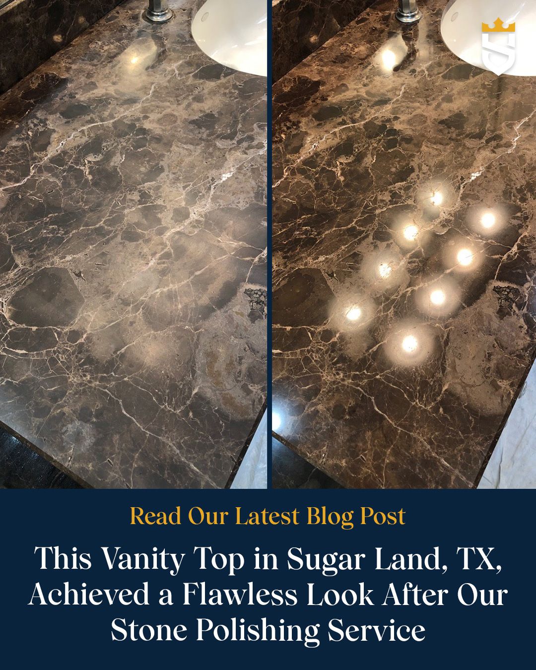 This Vanity Top in Sugar Land, TX, Achieved a Flawless Look After Our Stone Polishing Service
